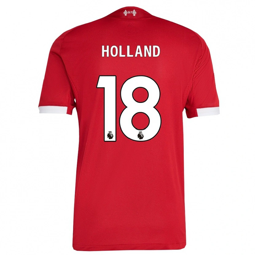 Danxen Mænd Ceri Holland #18 Rød Hvid Hjemmebane Spillertrøjer 2025/26 Trøje T-Shirt
