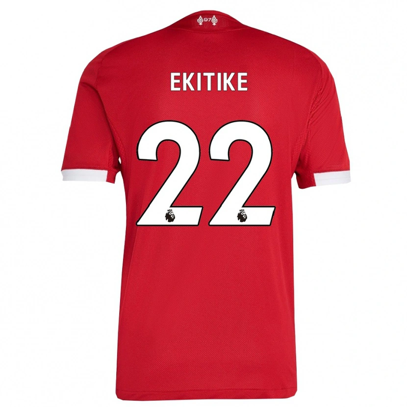 Danxen Mænd Hugo Ekitiké #22 Rød Hvid Hjemmebane Spillertrøjer 2025/26 Trøje T-Shirt