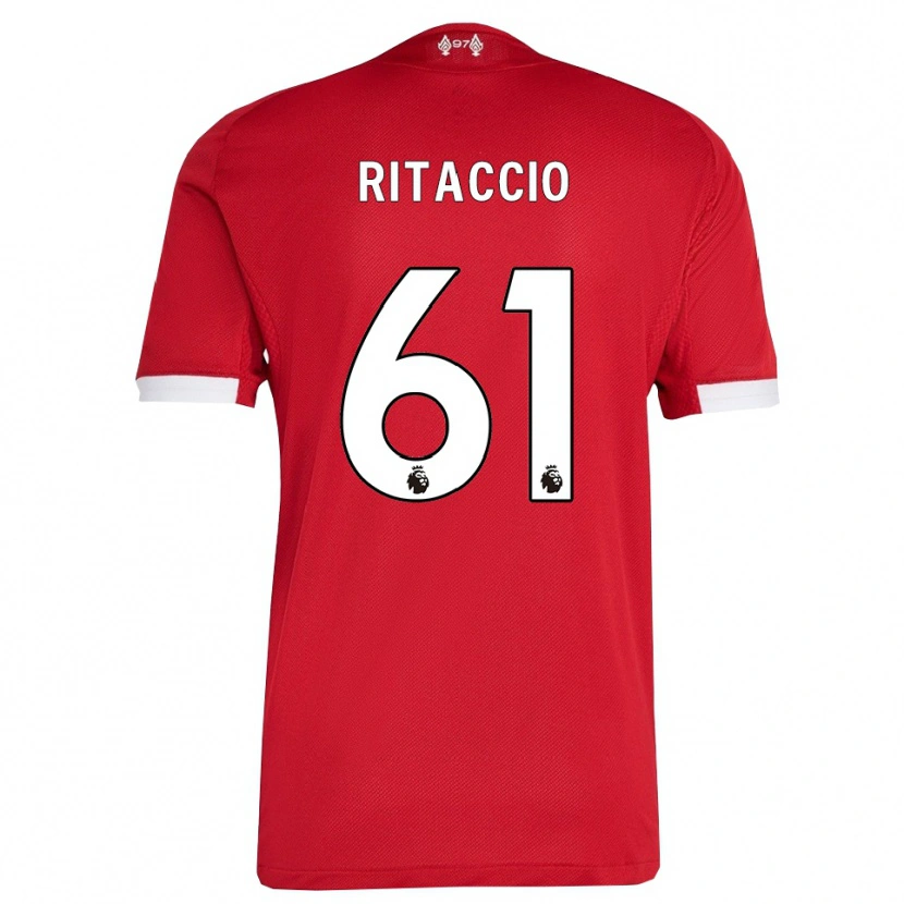 Danxen Mænd Matteo Ritaccio #61 Rød Hvid Hjemmebane Spillertrøjer 2025/26 Trøje T-Shirt