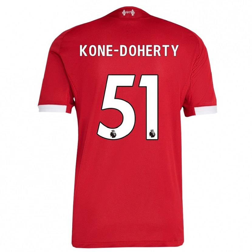 Danxen Mænd Trent Kone-Doherty #51 Rød Hvid Hjemmebane Spillertrøjer 2025/26 Trøje T-Shirt