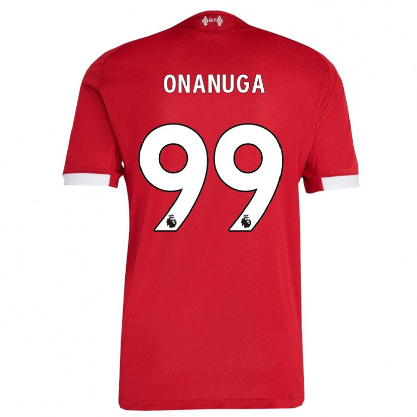 Danxen Mænd Fola Onanuga #99 Rød Hvid Hjemmebane Spillertrøjer 2025/26 Trøje T-Shirt