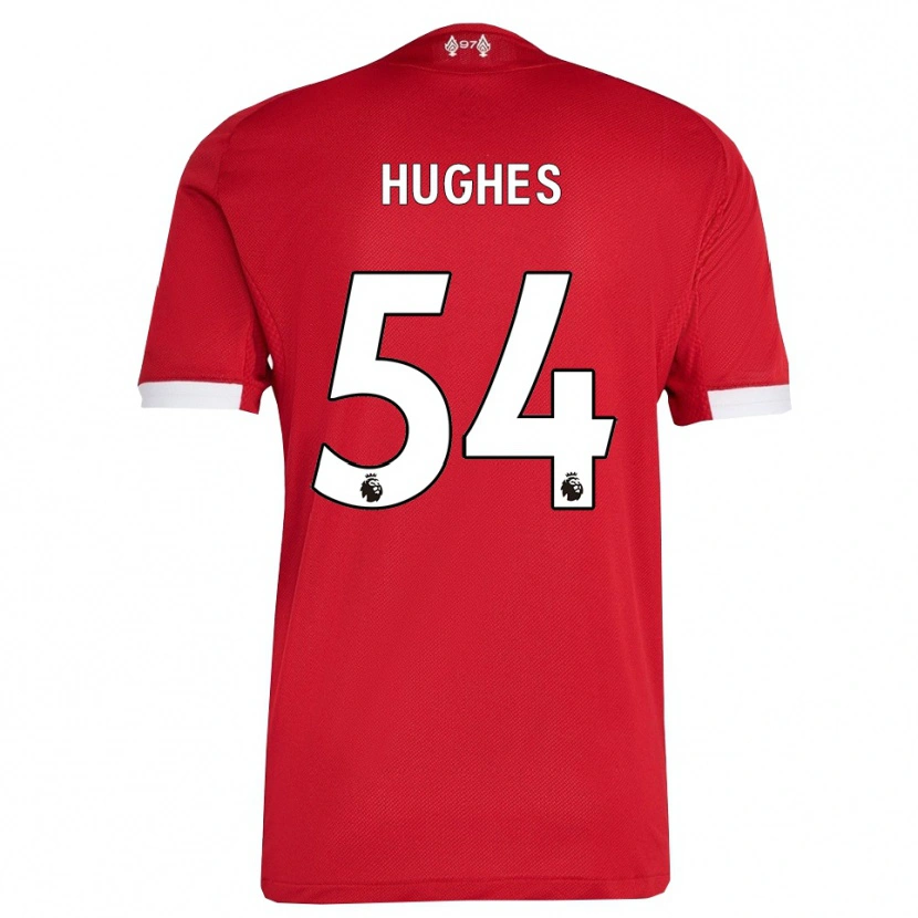 Danxen Mænd Liam Hughes #54 Rød Hvid Hjemmebane Spillertrøjer 2025/26 Trøje T-Shirt