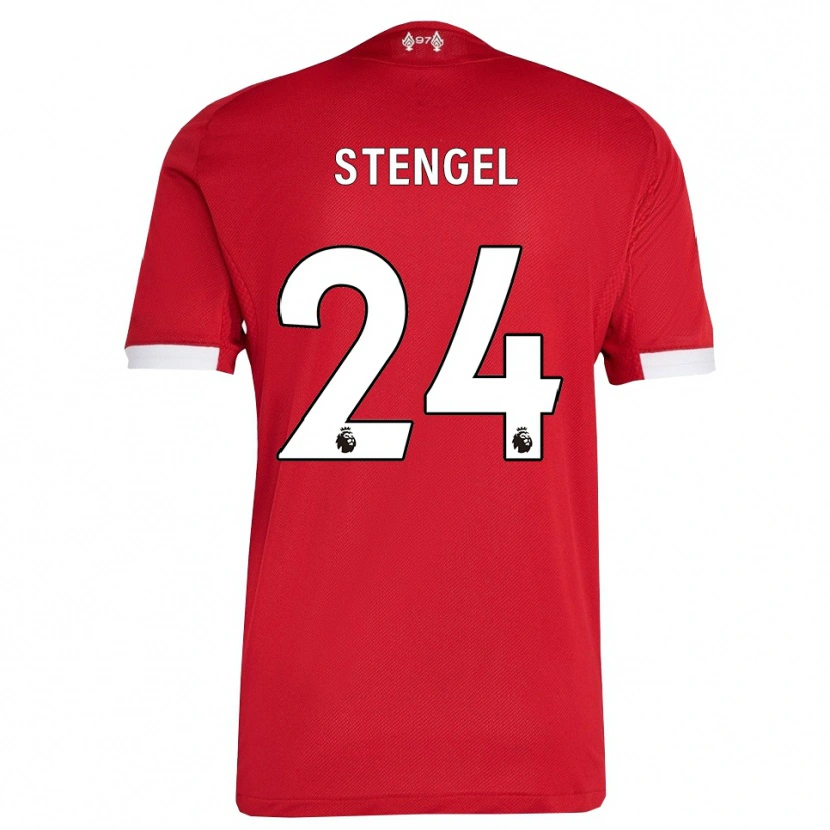 Danxen Mænd Katie Stengel #24 Rød Hvid Hjemmebane Spillertrøjer 2025/26 Trøje T-Shirt