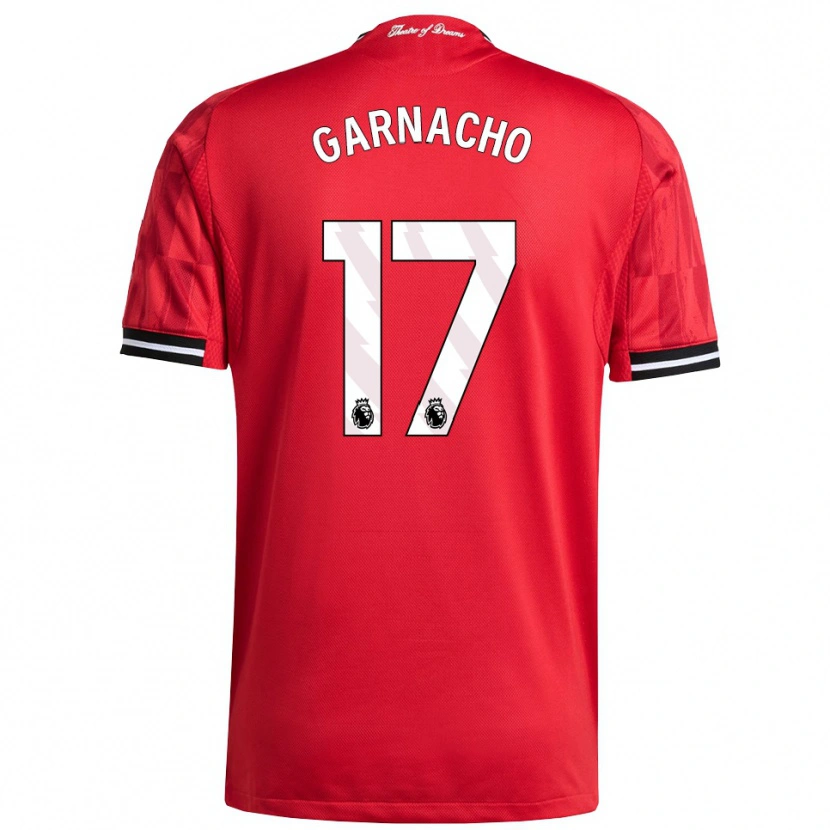 Danxen Mænd Alejandro Garnacho #17 Rød Sort Hvid Hjemmebane Spillertrøjer 2025/26 Trøje T-Shirt
