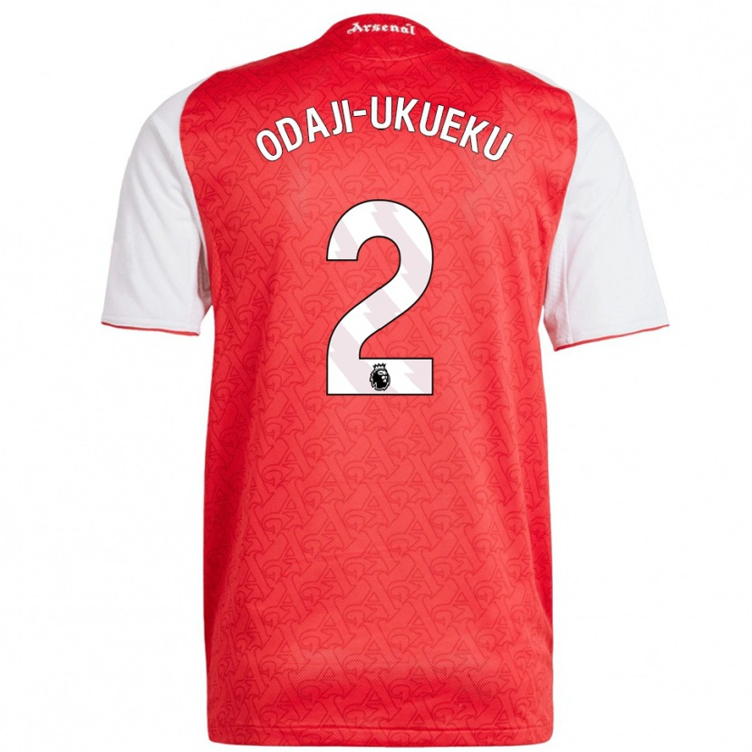 Danxen Mænd Theo Odaji-Ukueku #2 Rød Hvid Hjemmebane Spillertrøjer 2025/26 Trøje T-Shirt