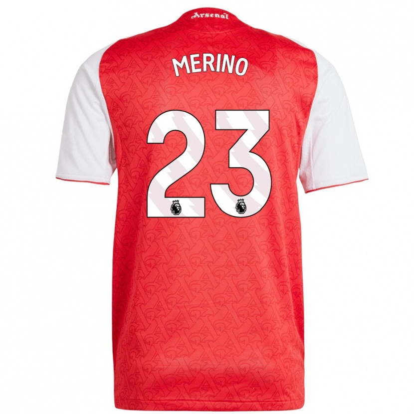 Danxen Mænd Mikel Merino #23 Rød Hvid Hjemmebane Spillertrøjer 2025/26 Trøje T-Shirt