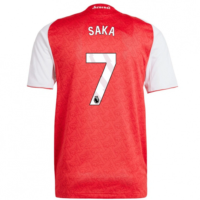 Danxen Mænd Bukayo Saka #7 Rød Hvid Hjemmebane Spillertrøjer 2025/26 Trøje T-Shirt