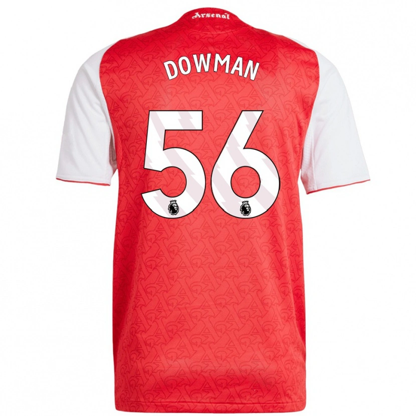 Danxen Mænd Max Dowman #56 Rød Hvid Hjemmebane Spillertrøjer 2025/26 Trøje T-Shirt