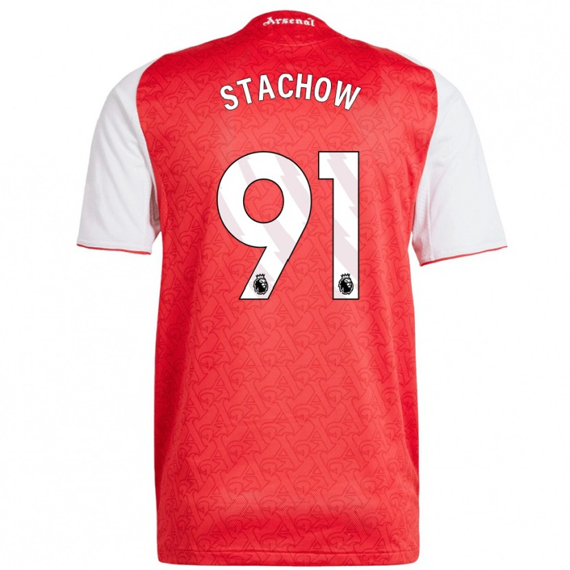 Danxen Mænd Patrick Stachow #91 Rød Hvid Hjemmebane Spillertrøjer 2025/26 Trøje T-Shirt
