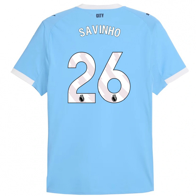 Danxen Mænd Savinho #26 Himmelblå Hvid Hjemmebane Spillertrøjer 2025/26 Trøje T-Shirt