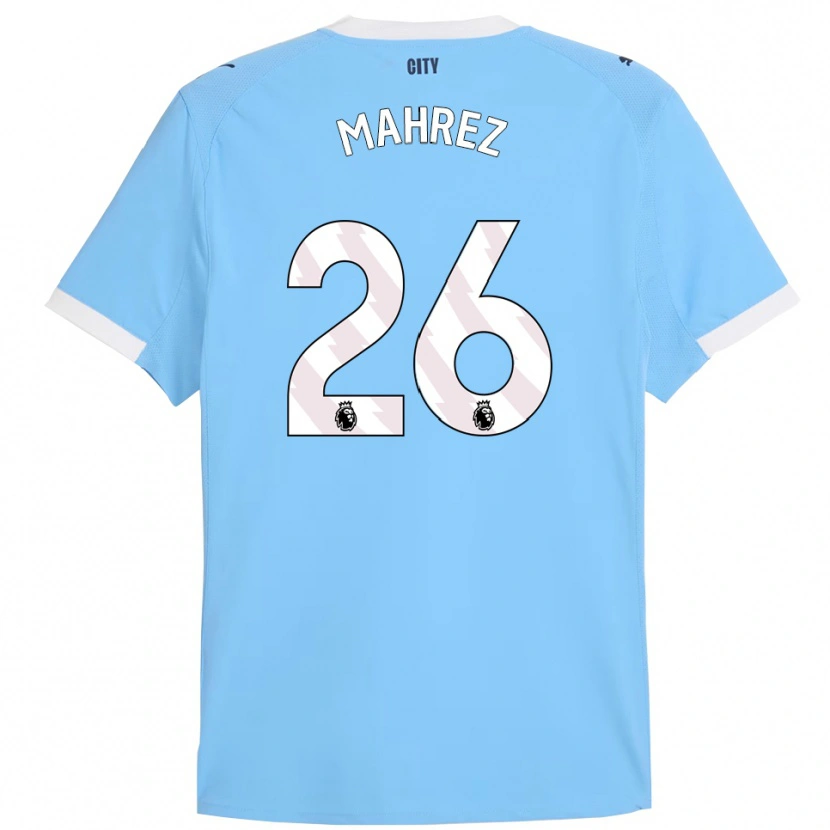 Danxen Mænd Riyad Mahrez #26 Himmelblå Hvid Hjemmebane Spillertrøjer 2025/26 Trøje T-Shirt