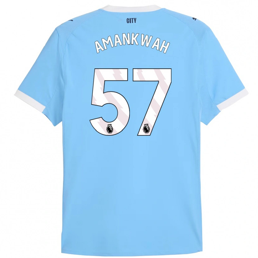 Danxen Mænd Yeboah Amankwah #57 Himmelblå Hvid Hjemmebane Spillertrøjer 2025/26 Trøje T-Shirt