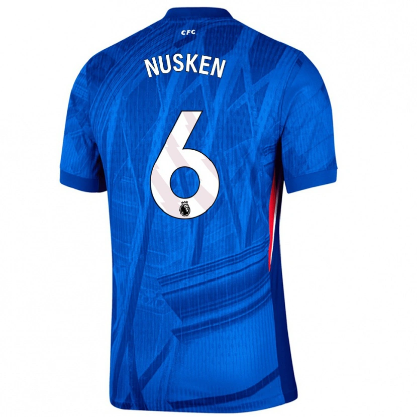 Danxen Mænd Sjoeke Nusken #6 Blå Hvid Hjemmebane Spillertrøjer 2025/26 Trøje T-Shirt
