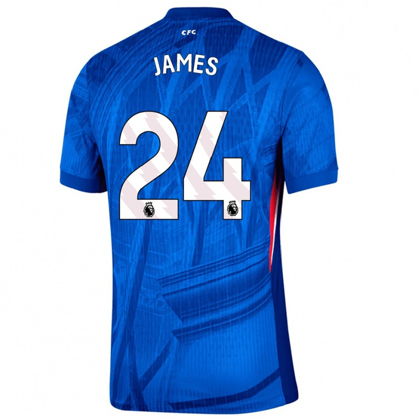 Danxen Mænd Reece James #24 Blå Hvid Hjemmebane Spillertrøjer 2025/26 Trøje T-Shirt