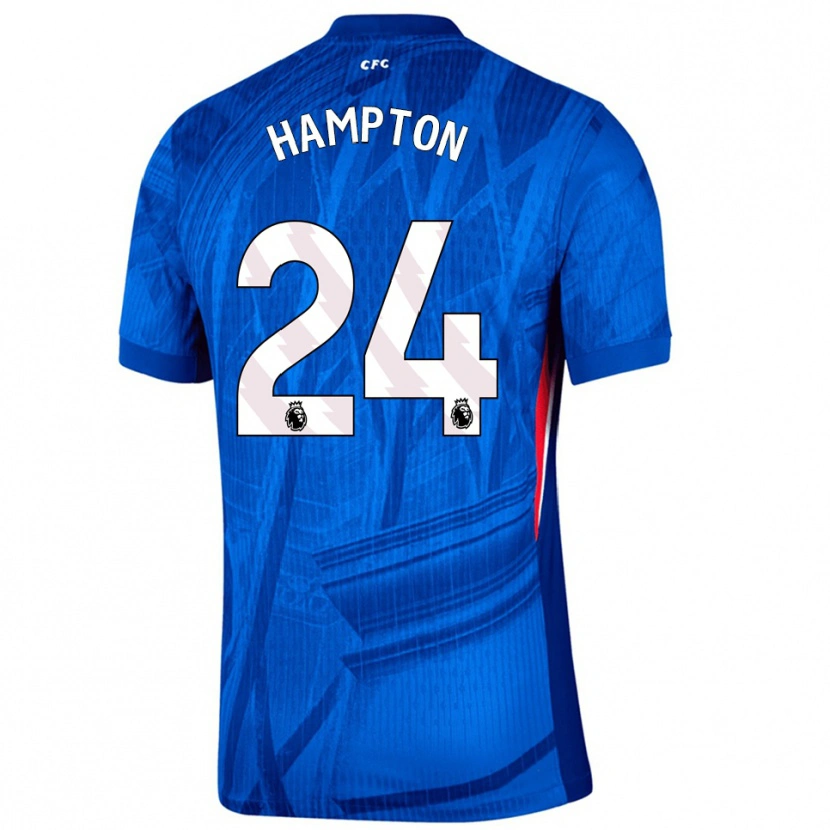 Danxen Mænd Hannah Hampton #24 Blå Hvid Hjemmebane Spillertrøjer 2025/26 Trøje T-Shirt