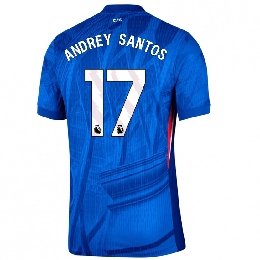 Danxen Mænd Andrey Santos #17 Blå Hvid Hjemmebane Spillertrøjer 2025/26 Trøje T-Shirt