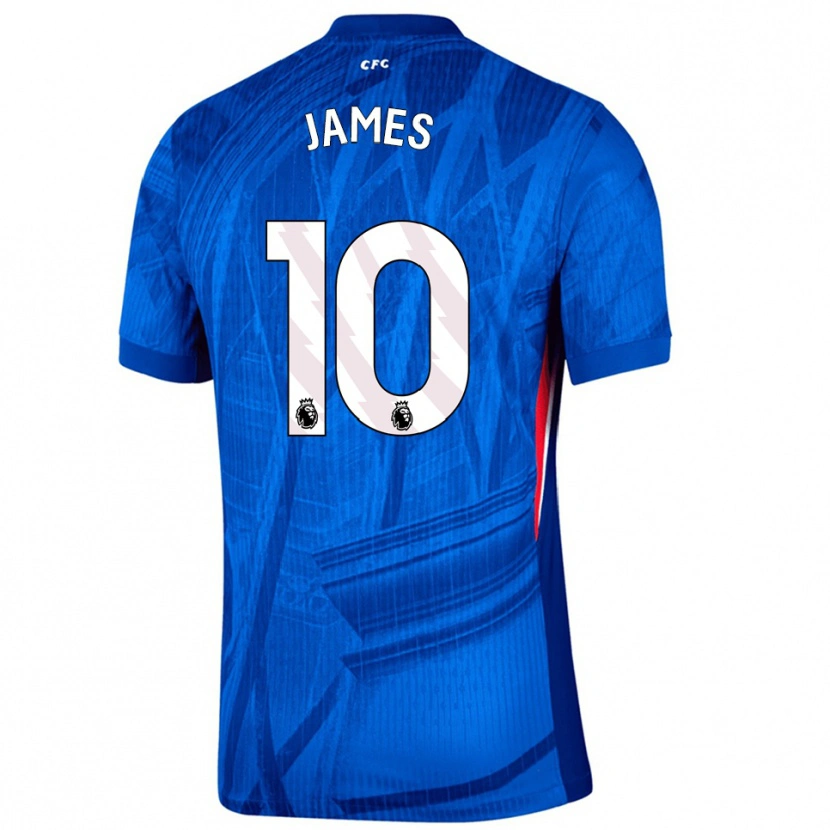 Danxen Mænd Lauren James #10 Blå Hvid Hjemmebane Spillertrøjer 2025/26 Trøje T-Shirt