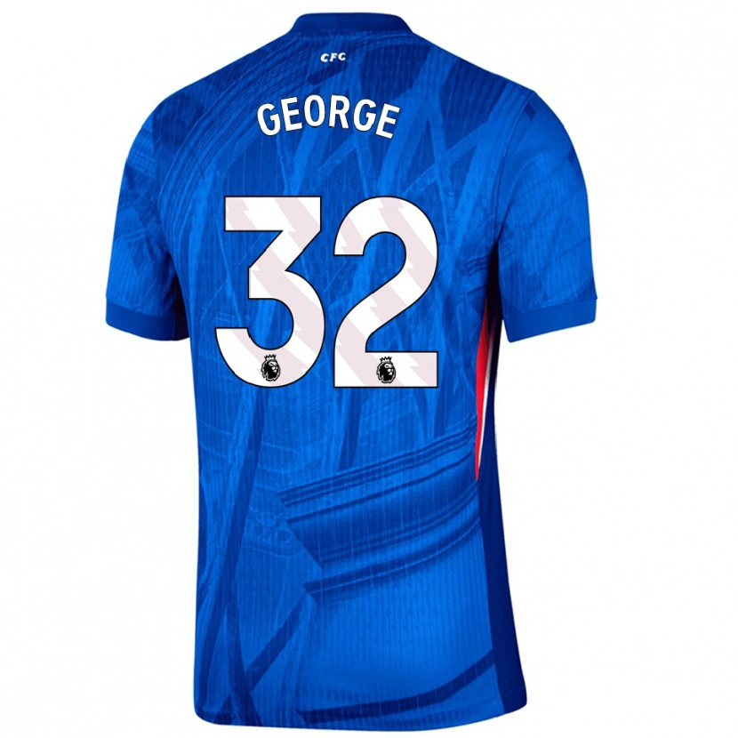 Danxen Mænd Tyrique George #32 Blå Hvid Hjemmebane Spillertrøjer 2025/26 Trøje T-Shirt