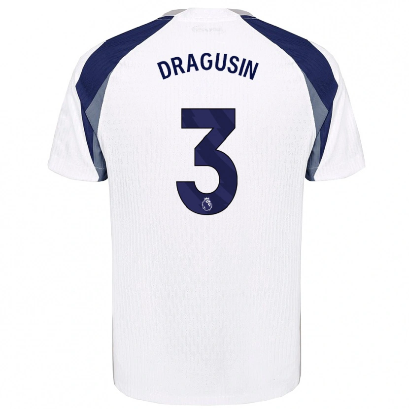 Danxen Mænd Radu Drăgușin #3 Hvid Navy Hjemmebane Spillertrøjer 2025/26 Trøje T-Shirt