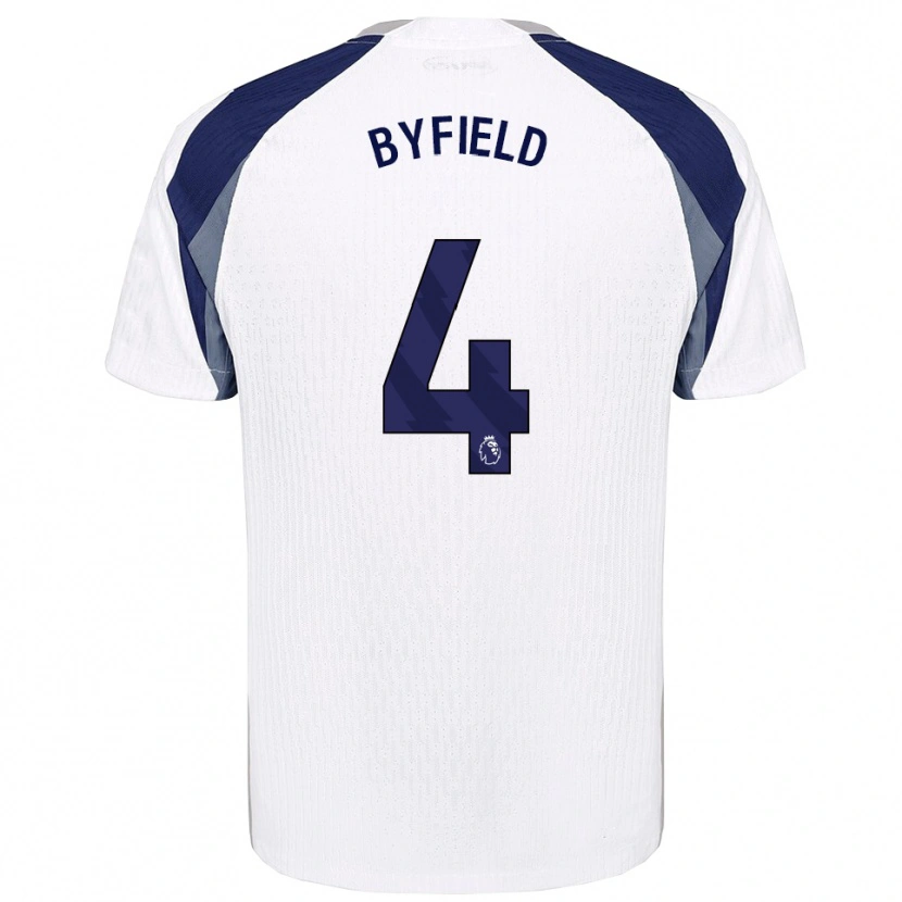Danxen Mænd Junai Byfield #4 Hvid Navy Hjemmebane Spillertrøjer 2025/26 Trøje T-Shirt