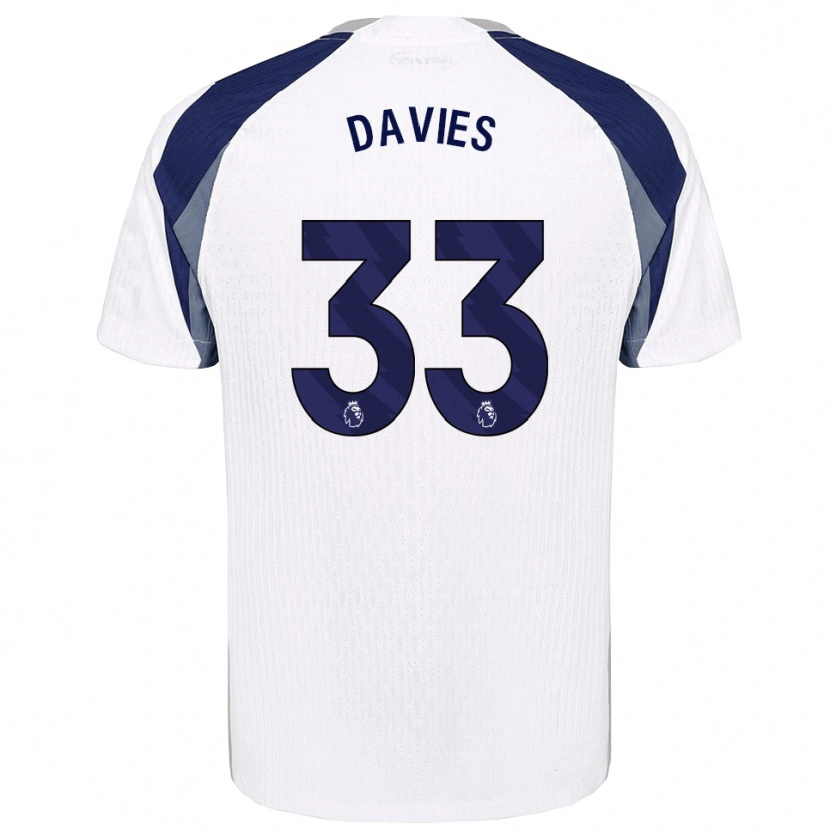 Danxen Mænd Ben Davies #33 Hvid Navy Hjemmebane Spillertrøjer 2025/26 Trøje T-Shirt