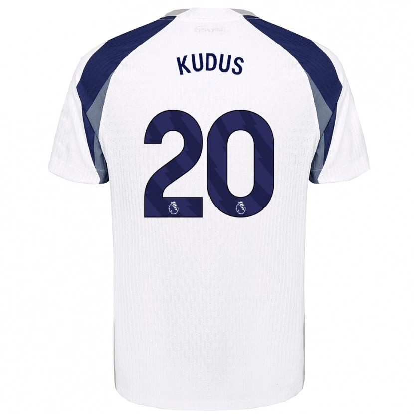 Danxen Mænd Mohammed Kudus #20 Hvid Navy Hjemmebane Spillertrøjer 2025/26 Trøje T-Shirt