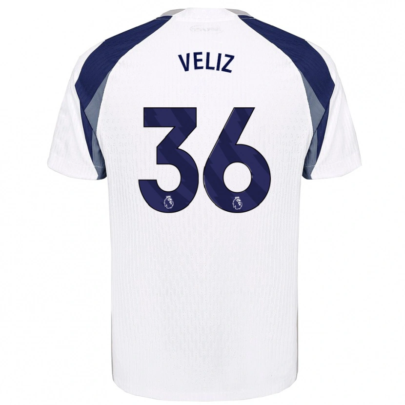 Danxen Mænd Alejo Véliz #36 Hvid Navy Hjemmebane Spillertrøjer 2025/26 Trøje T-Shirt