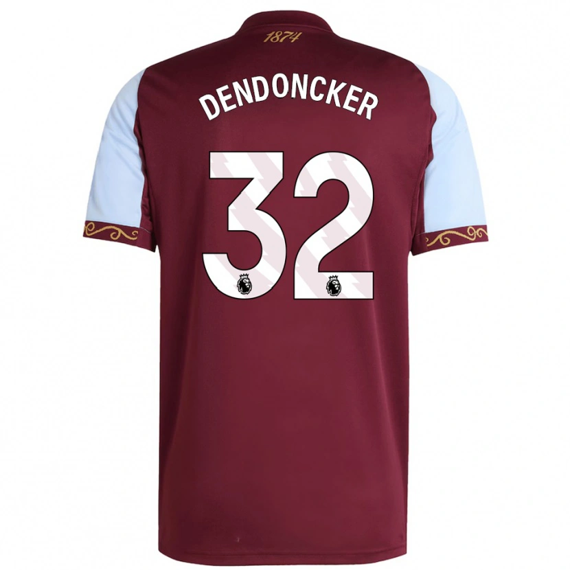 Danxen Mænd Leander Dendoncker #32 Bourgogne Himmelblå Hjemmebane Spillertrøjer 2025/26 Trøje T-Shirt