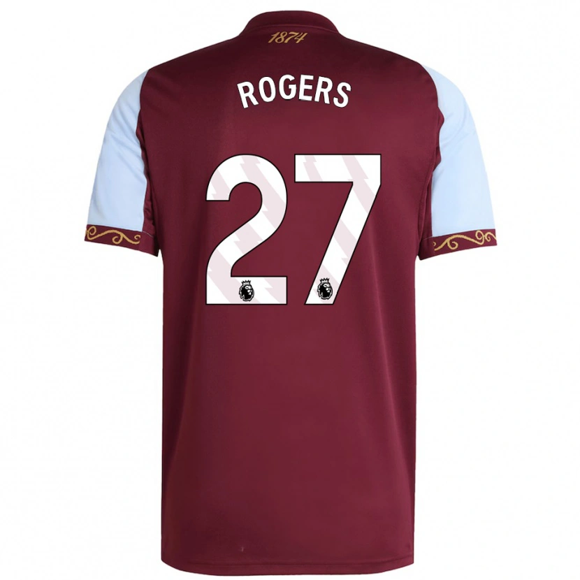 Danxen Mænd Morgan Rogers #27 Bourgogne Himmelblå Hjemmebane Spillertrøjer 2025/26 Trøje T-Shirt