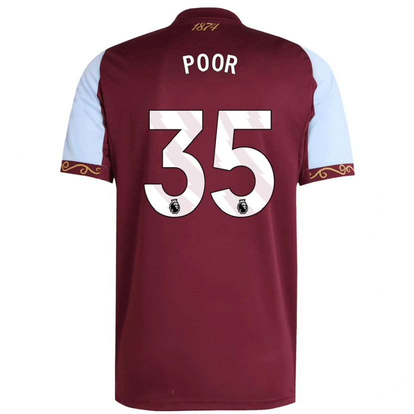 Danxen Mænd Sophia Poor #35 Bourgogne Himmelblå Hjemmebane Spillertrøjer 2025/26 Trøje T-Shirt