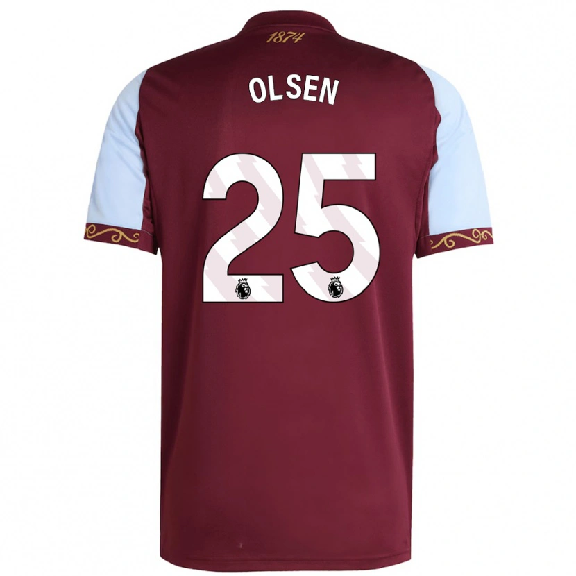 Danxen Mænd Robin Olsen #25 Bourgogne Himmelblå Hjemmebane Spillertrøjer 2025/26 Trøje T-Shirt