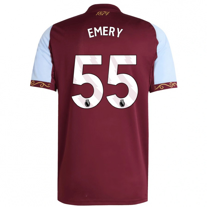 Danxen Mænd Lander Emery #55 Bourgogne Himmelblå Hjemmebane Spillertrøjer 2025/26 Trøje T-Shirt