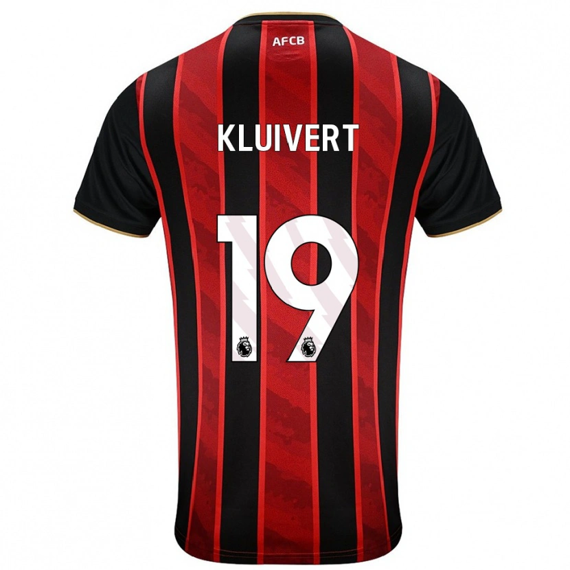 Danxen Mænd Justin Kluivert #19 Rød Sort Hjemmebane Spillertrøjer 2025/26 Trøje T-Shirt