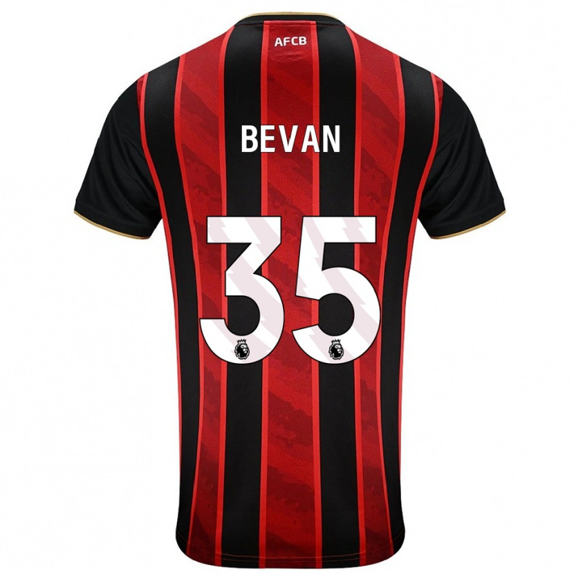 Danxen Mænd Owen Bevan #35 Rød Sort Hjemmebane Spillertrøjer 2025/26 Trøje T-Shirt