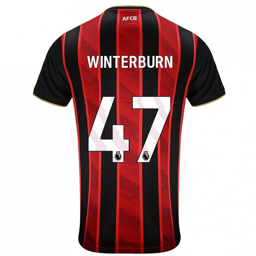 Danxen Mænd Ben Winterburn #47 Rød Sort Hjemmebane Spillertrøjer 2025/26 Trøje T-Shirt