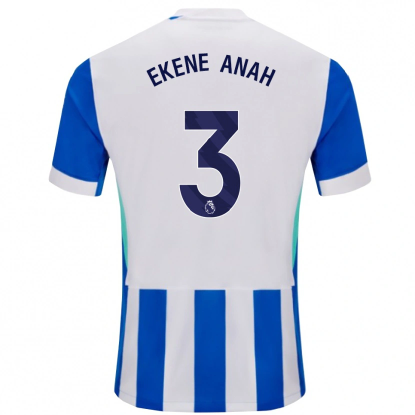 Danxen Mænd Cristiano Ekene Anah #3 Blå Hvid Hjemmebane Spillertrøjer 2025/26 Trøje T-Shirt