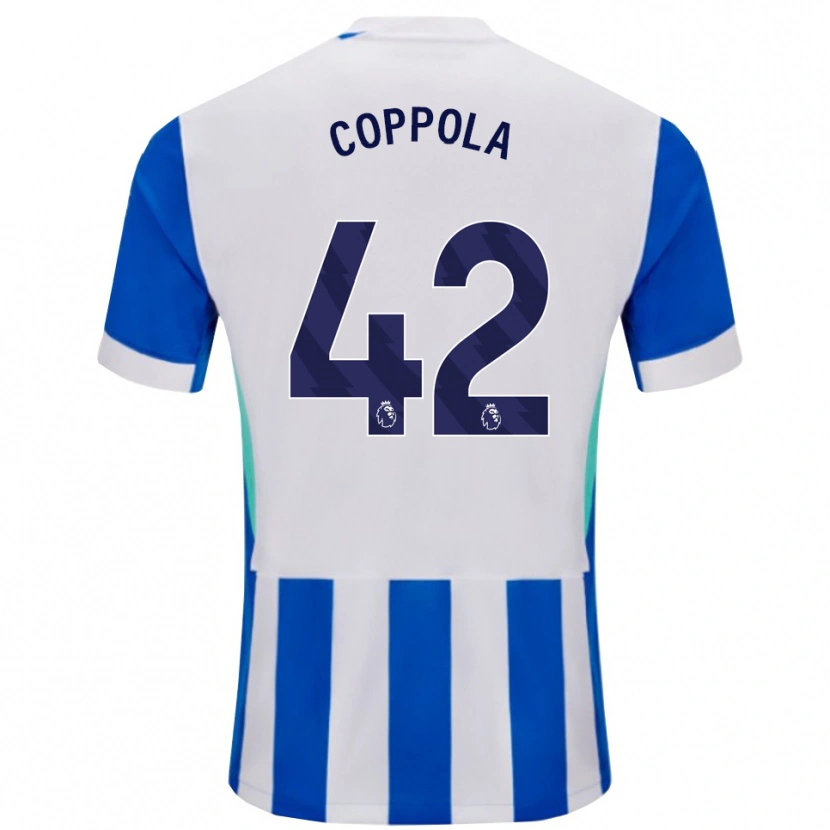 Danxen Mænd Diego Coppola #42 Blå Hvid Hjemmebane Spillertrøjer 2025/26 Trøje T-Shirt