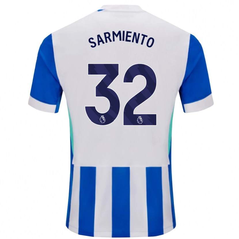 Danxen Mænd Jeremy Sarmiento #32 Blå Hvid Hjemmebane Spillertrøjer 2025/26 Trøje T-Shirt
