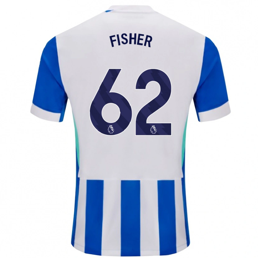 Danxen Mænd Hugo Fisher #62 Blå Hvid Hjemmebane Spillertrøjer 2025/26 Trøje T-Shirt