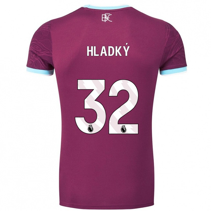 Danxen Mænd Vaclav Hladky #32 Bourgogne Himmelblå Hjemmebane Spillertrøjer 2025/26 Trøje T-Shirt