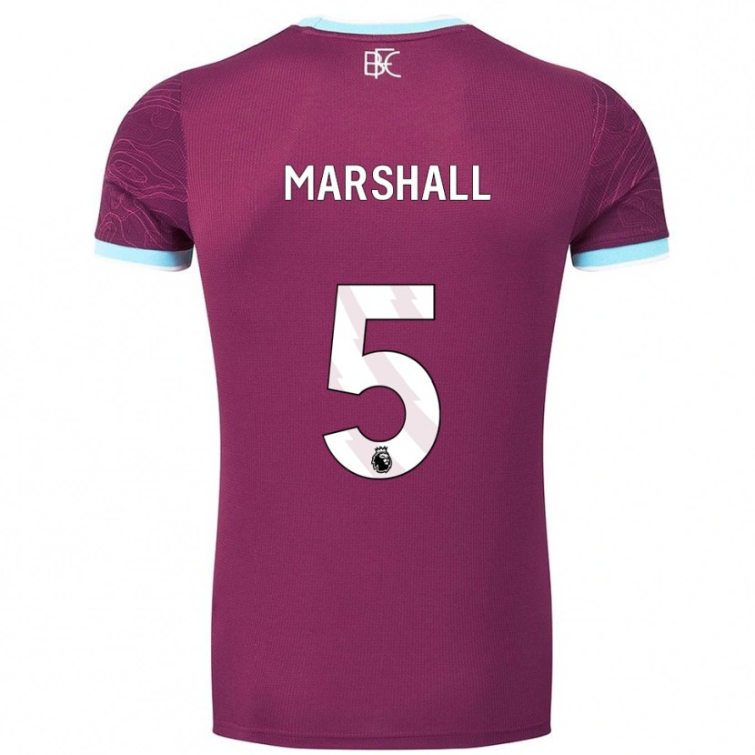 Danxen Mænd Georgia Marshall #5 Bourgogne Himmelblå Hjemmebane Spillertrøjer 2025/26 Trøje T-Shirt