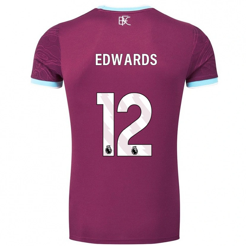 Danxen Mænd Connor Edwards #12 Bourgogne Himmelblå Hjemmebane Spillertrøjer 2025/26 Trøje T-Shirt