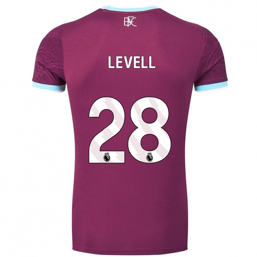 Danxen Mænd Kirstie Levell #28 Bourgogne Himmelblå Hjemmebane Spillertrøjer 2025/26 Trøje T-Shirt