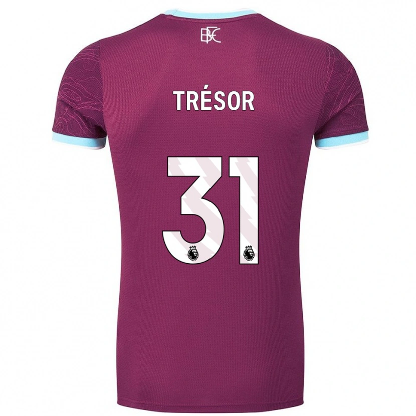 Danxen Mænd Mike Trésor #31 Bourgogne Himmelblå Hjemmebane Spillertrøjer 2025/26 Trøje T-Shirt