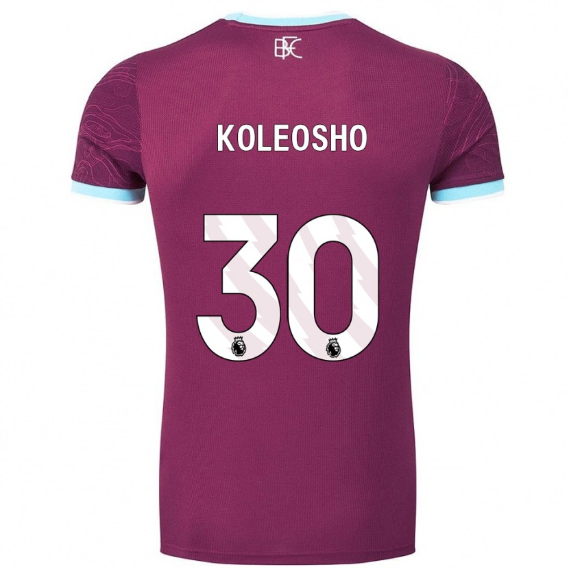 Danxen Mænd Luca Koleosho #30 Bourgogne Himmelblå Hjemmebane Spillertrøjer 2025/26 Trøje T-Shirt