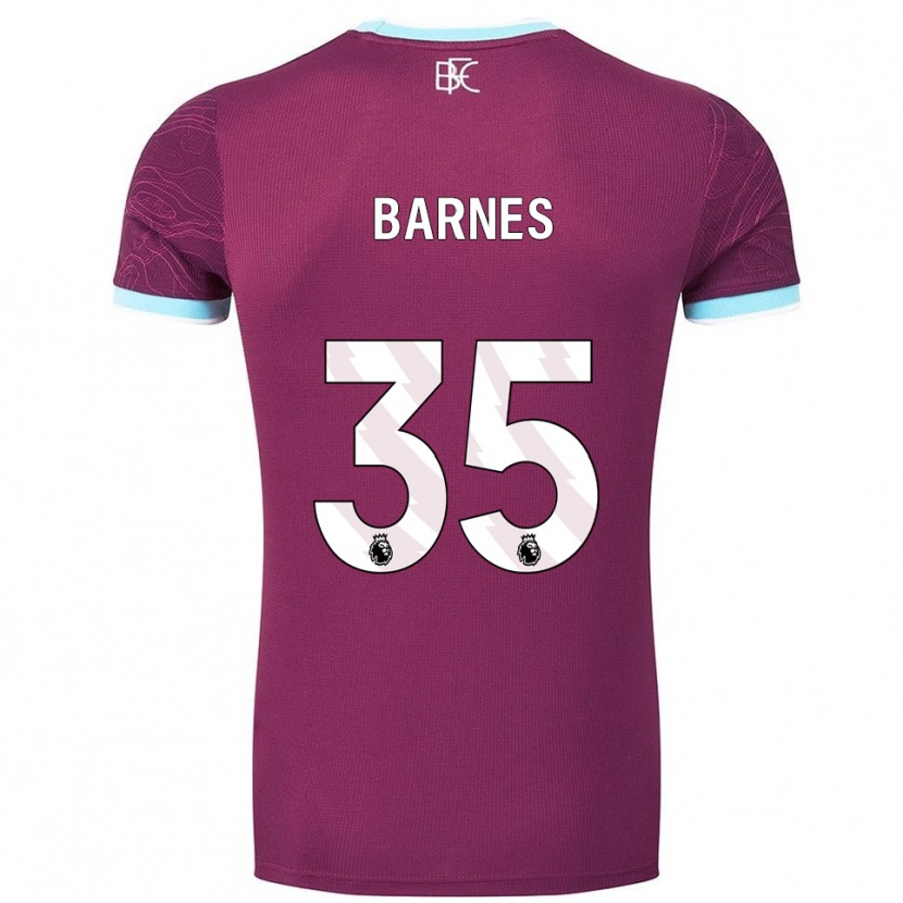 Danxen Mænd Ashley Barnes #35 Bourgogne Himmelblå Hjemmebane Spillertrøjer 2025/26 Trøje T-Shirt