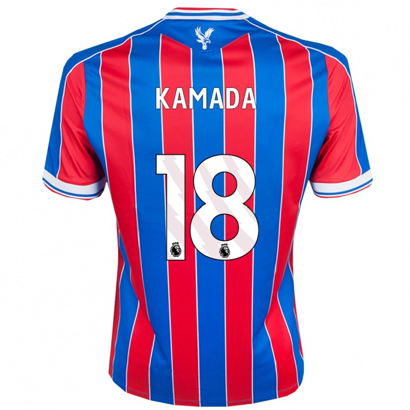 Danxen Mænd Daichi Kamada #18 Blå Rød Hvid Hjemmebane Spillertrøjer 2025/26 Trøje T-Shirt