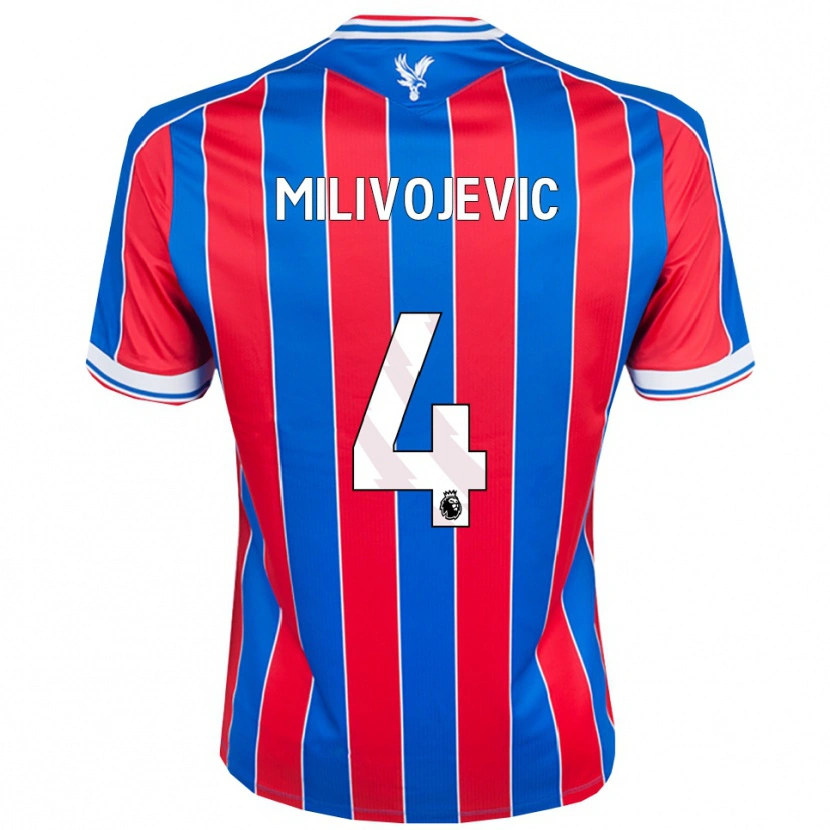 Danxen Mænd Luka Milivojevic #4 Blå Rød Hvid Hjemmebane Spillertrøjer 2025/26 Trøje T-Shirt