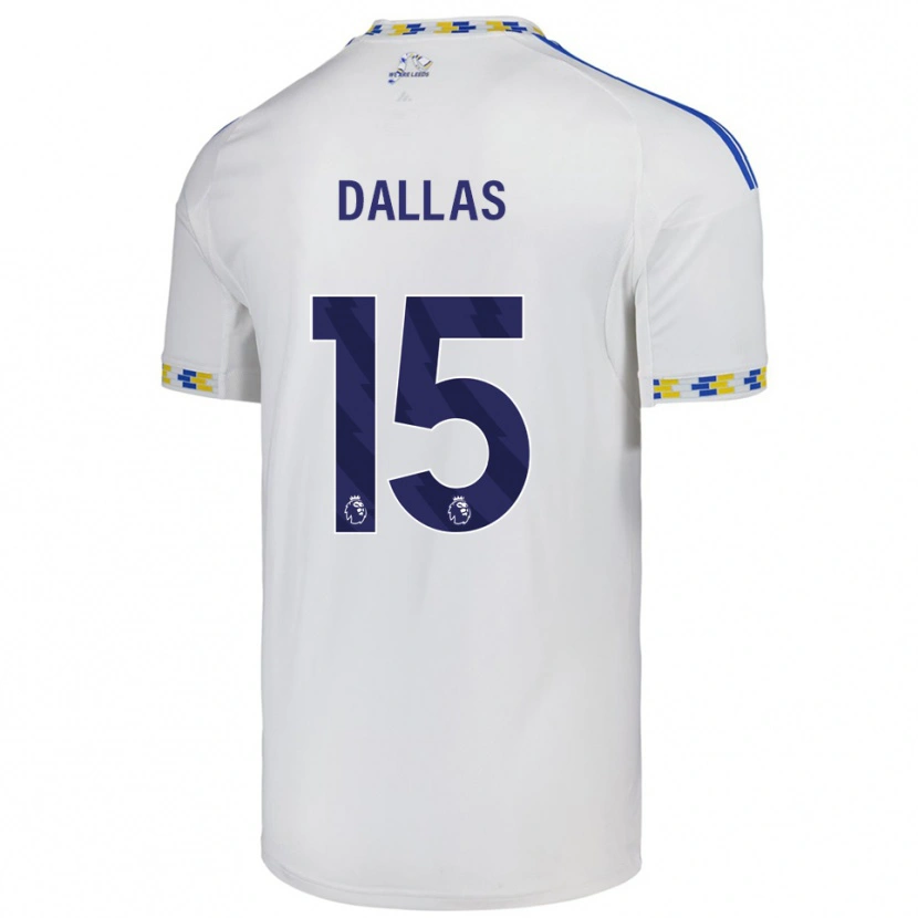 Danxen Mænd Stuart Dallas #15 Hvid Blå Hjemmebane Spillertrøjer 2025/26 Trøje T-Shirt