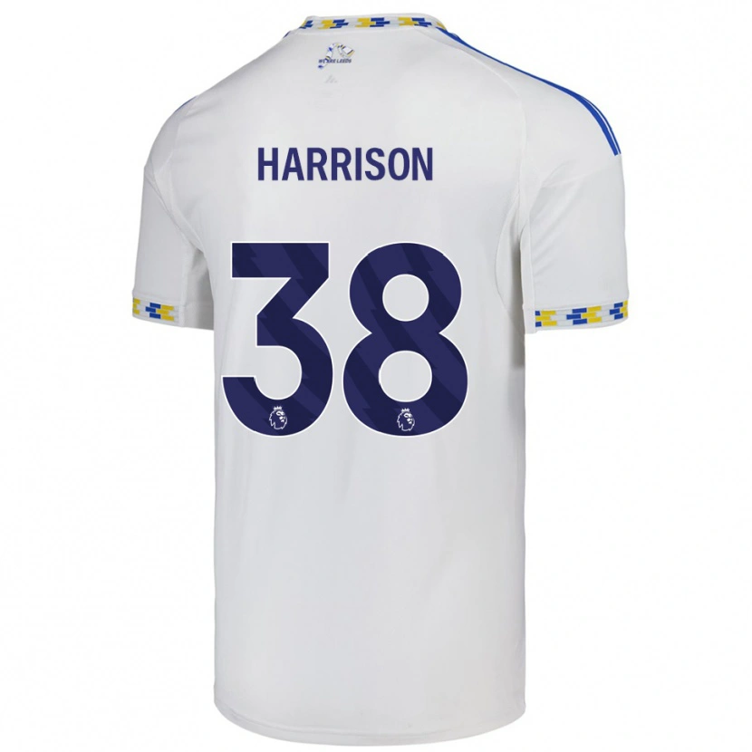 Danxen Mænd Jack Harrison #38 Hvid Blå Hjemmebane Spillertrøjer 2025/26 Trøje T-Shirt